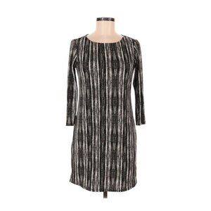 BCBGMAXAZRIA Gray White 3/4 Sleeve Knee Length Shift Dress Size XS